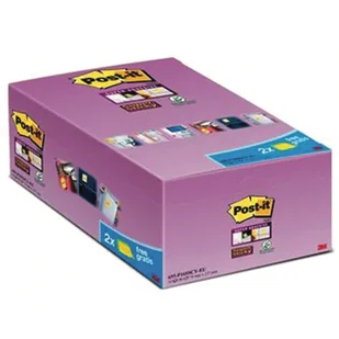 Post-It 3M Bloczki samoprzylepne Super Sticky (655-P16SSCY-EU), 127x76mm 16x90 kart., żółte, 2 bloczki GRATIS 3M-70005198349 - Etykiety samoprzylepne i bloki etykiet - miniaturka - grafika 2