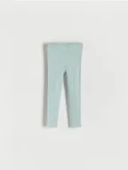 Spodnie i spodenki dla dziewczynek - Reserved - Prążkowane legginsy - jasnoturkusowy - miniaturka - grafika 1