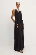Sukienki - Karl Lagerfeld sukienka kolor czarny maxi rozkloszowana 245W1302 - miniaturka - grafika 1