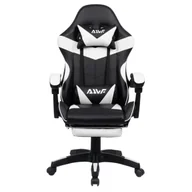 Fotele gamingowe - Fotel dla gracza gamingowy z podnóżkiem biało-czarny Sienna - miniaturka - grafika 1
