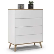 Komody - Komoda do salonu, sypialni, SKAND, 80x40x100 cm, dąb, biel, mat - miniaturka - grafika 1