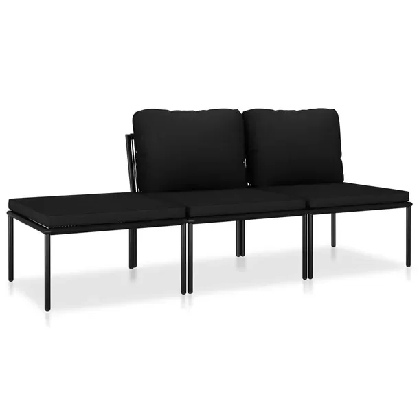 Wypoczynkowy zestaw mebli ogrodowych czarny i antracytowy 180 x 60 x 65 cm