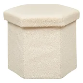 Pufy i podnóżki - Pufa sześcian bouclé HEXA, ze schowkiem, 46 x 40 x 38 cm - miniaturka - grafika 1