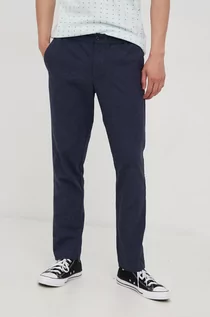 Spodnie męskie - Jack&Jones spodnie lniane męskie kolor granatowy proste - grafika 1