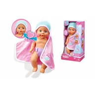 Lalki dla dziewczynek - Simba New Born Baby lalka kąpielowa, zabawka do pływania, pełna winyl, funkcja zmiany kolorów, chusta z kapturem, z gąbką, 30 cm, od 3 lat 105030006 - miniaturka - grafika 1