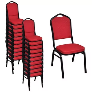 vidaXL Czerwone tapicerowane i sztaplowane krzesło do jadalni 20 szt. - Krzesła - miniaturka - grafika 1
