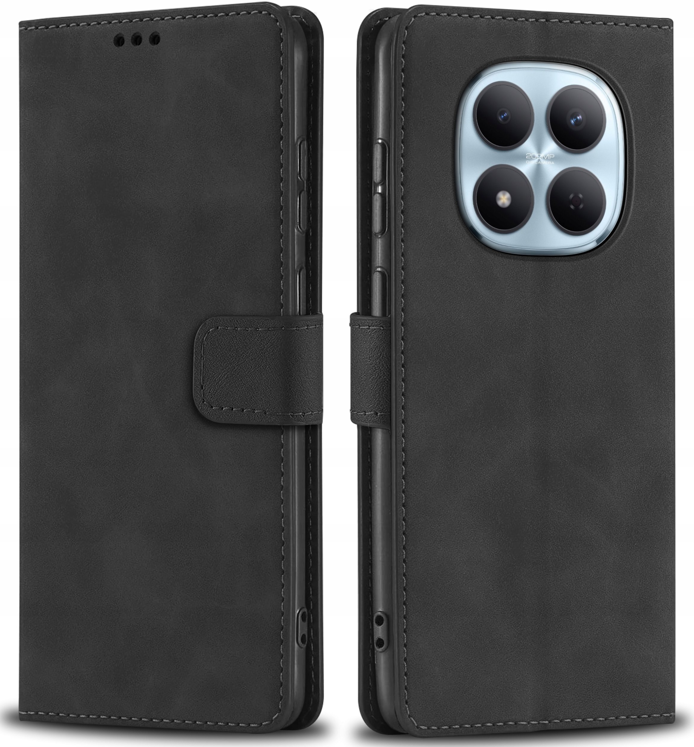 krainaGSM ETUI SKÓRZANE Z KLAPKĄ do Xiaomi Redmi Note 15 5G CZARNE ZAMYKANE CASE