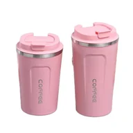 Kubki termiczne - Różowy Kubek Termos Do Kawy Ze Stali Nierdzewnej Z Podwójna Ścianką Różowy Kubek 510ml - miniaturka - grafika 1