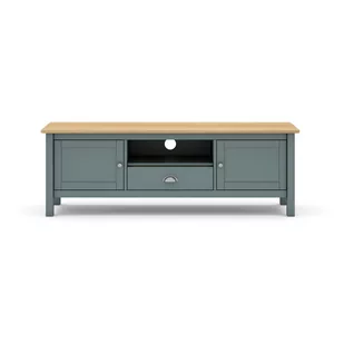Zielona/naturalna szafka pod TV z litego drewna sosnowego 158x53 cm Misti – Marckeric - Szafki RTV - miniaturka - grafika 1