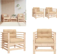 Fotele i krzesła ogrodowe - vidaXL Krzesła ogrodowe z poduszką 2 szt. Lite drewno sosnowe - krzesło ogrodowe - krzesła ogrodowe - krzesło ogrodowe - krzesło tarasowe - miniaturka - grafika 1