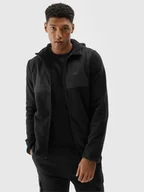 Bluzy męskie - Bluza męska z kapturem rozpinana polarowa 4F 4FWAW24TFLEM269-20S Czarny - miniaturka - grafika 1