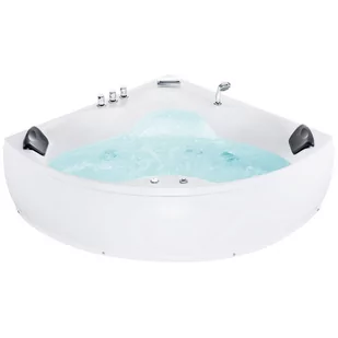 Wanna narożna LED z hydromasażem 150 x 150 cm biała SENADO - Wanny z hydromasażem - miniaturka - grafika 1