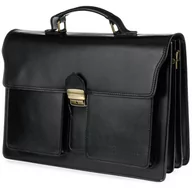 Teczki i aktówki - Czarna skórzana aktówka męska elegancka teczka na dokumenty Beltimore J21 czarny - miniaturka - grafika 1