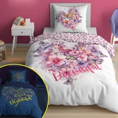 Pościel dla dzieci - POŚCIEL 140x200 SERCA SERCE KWIATY MŁODZIEŻOWA MOTYLE dla dziecka - miniaturka - grafika 1