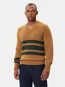 Swetry męskie - Lacoste Sweter AH5180 Brązowy Regular Fit - miniaturka - grafika 1