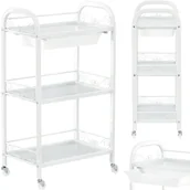 Meble fryzjerskie - Pomocnik kosmetyczny fryzjerski do salonu ST021 uniwersalna szafka wózek stolik na kółkach z trzema półkami i szufladą - miniaturka - grafika 1