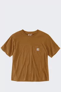 Koszulka damska bawełniana z kieszonką Carhartt Lightweight Crewneck brązowy - Koszulki sportowe damskie - miniaturka - grafika 1