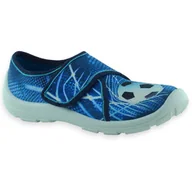 Buty dla chłopców - Dziecięce kapcie na rzep do szkoły Befado 974Y312 Danny Niebieskie - miniaturka - grafika 1