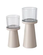 Świeczniki - Świecznik Metalowy 2 szt. Komplet Beige - miniaturka - grafika 1