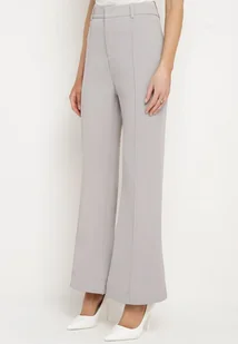 Szare Klasyczne Spodnie Dzwony z Wysokim Stanem Qinna - Spodnie damskie - miniaturka - grafika 1