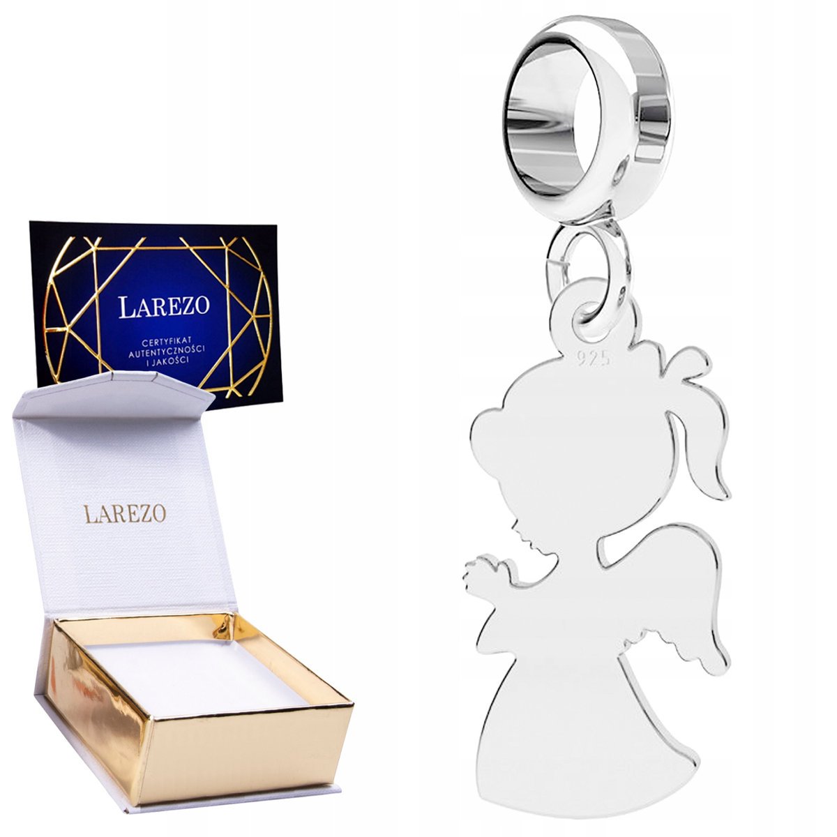 CHARMS SREBRNY Wiszący Anioł Aniołek Stróż Dziewczynka Dziecko SREBRO 925