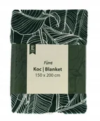 Koce - Miękki koc zielony FIORE 150x200 z motywem roślinnym / print roślinny - miniaturka - grafika 1