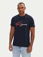 Koszulki męskie - Tommy Jeans T-Shirt Signature Dna DM0DM20817 Granatowy Regular Fit - miniaturka - grafika 1