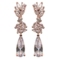 Kolczyki - Kolczyki ślubne z cyrkonią sześcienną, różowe złoto, LAGRIMA DIVI, rose gold - miniaturka - grafika 1