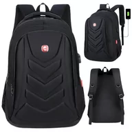 Plecaki szkolne i tornistry - Plecak Męski Młodzieżowy Na Laptopa Do Samolotu Wodooporny Usb Czarny - miniaturka - grafika 1
