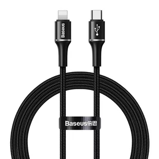 Baseus Halo Data Podświetlany kabel Type-C - Lightning do iPhone iPad Power Delivery 18W 1m czarny CATLGH-01 - Kable USB - miniaturka - grafika 1