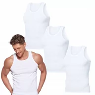 Koszulki męskie - 3szt Podkoszulka Koszulka Męska Na Ramiączkach Prążkowana Bawełna Biała M - miniaturka - grafika 1