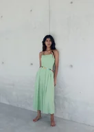 Sukienki - MANGO - Sukienka midi z zakładkami miętowa zieleń - XL - Kobieta - miniaturka - grafika 1