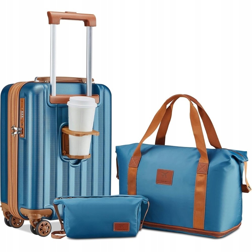 Joyway 3-częściowy zestaw walizek podręcznych turkusowo-brązowy