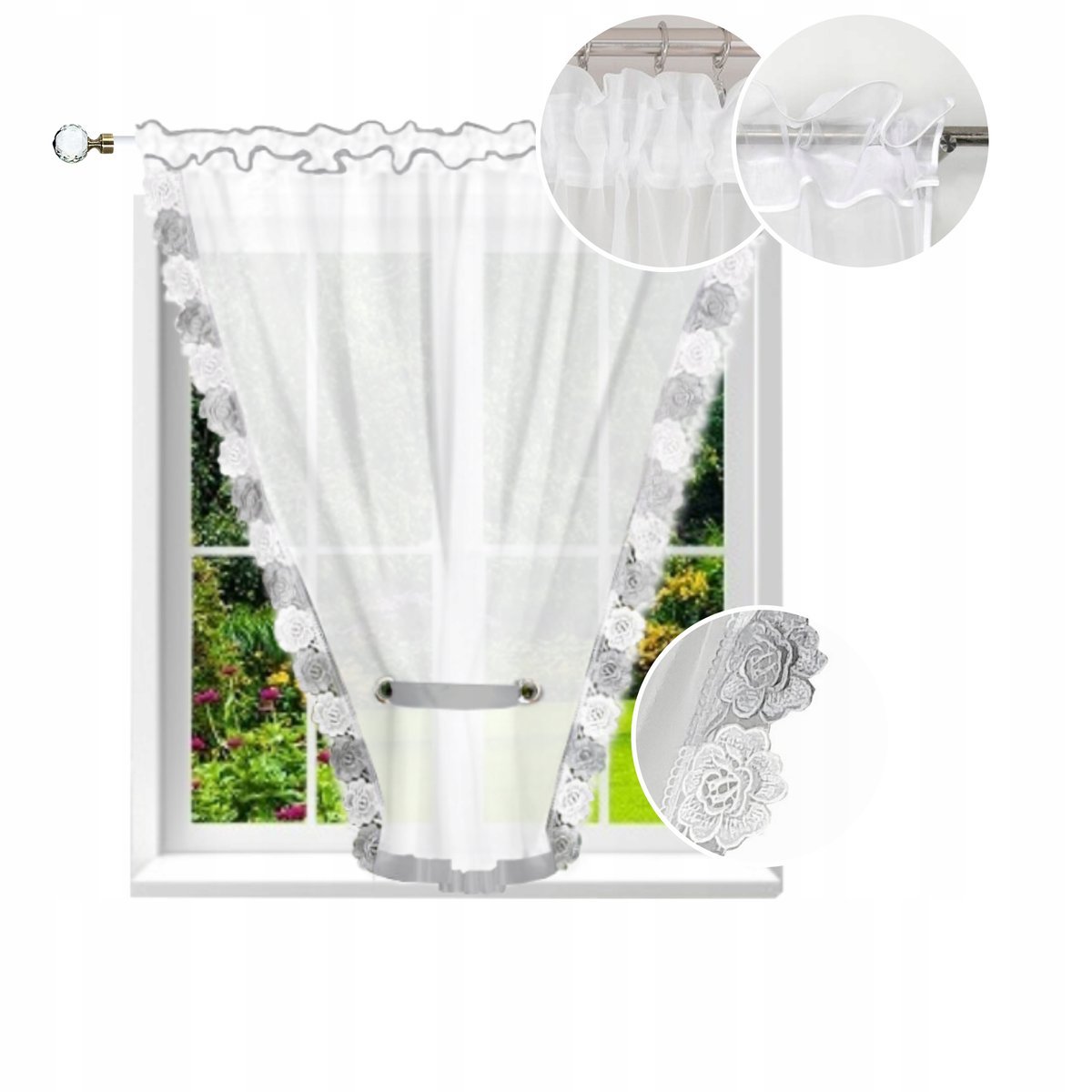 FIRANA GOTOWA 200x170 z gipiurą 8cm biało szarą do salonu pokoju sypialni