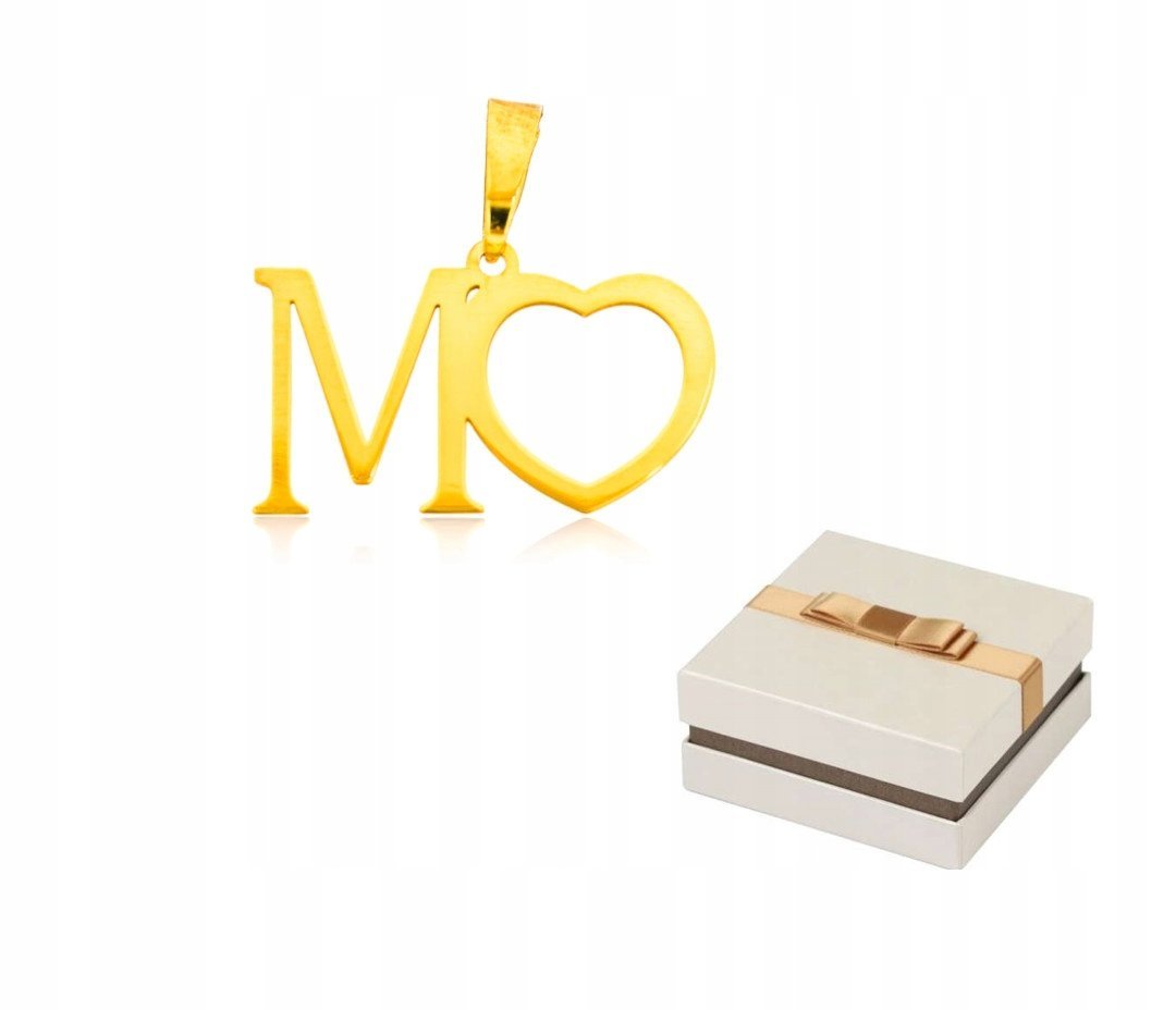 Złoto 585 Złota Literka M Serce wisiorek zawieszka 14 karatów ZZ77