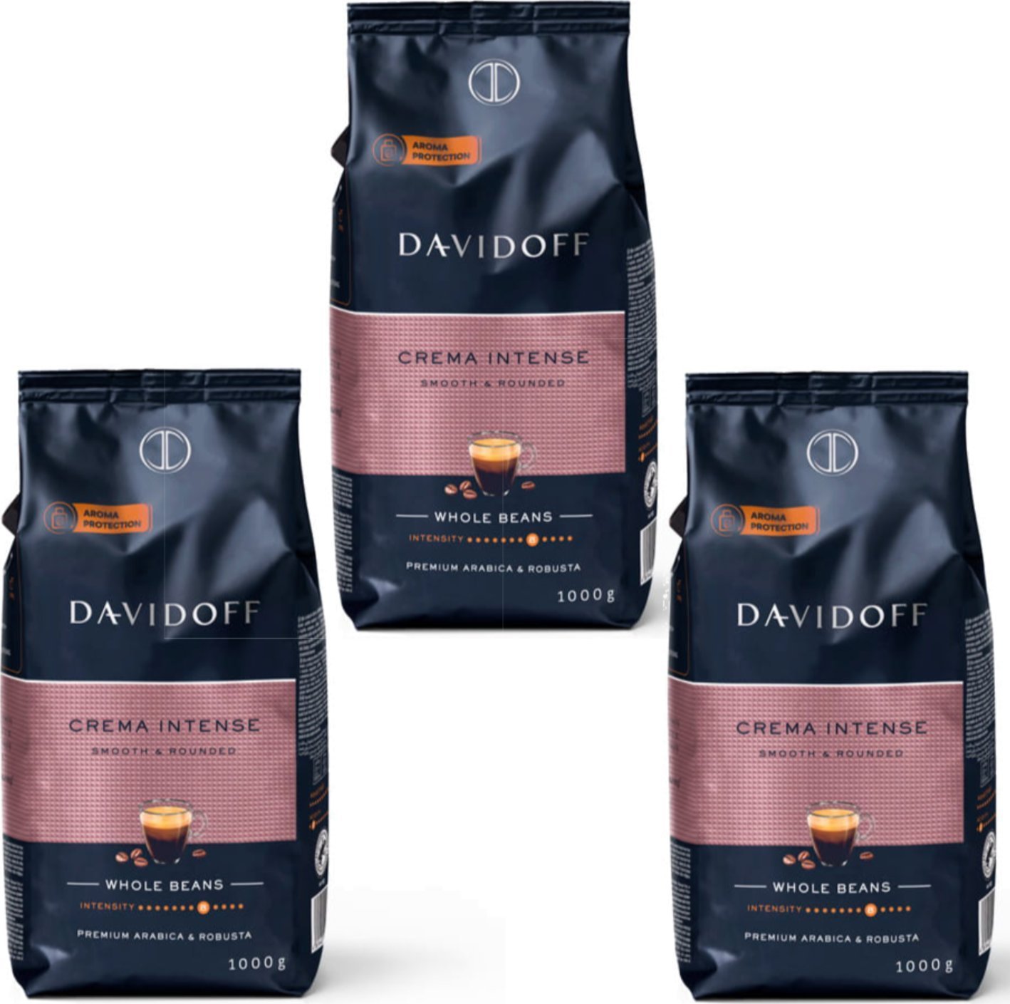 ZESTAW KAWA ZIARNISTA DAVIDOFF CAFE CREMA INTENSE 1KG 3 SZTUKI Kawa ziarnista Davidoff Cafe Crema Intense 1 kg
