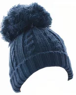 Czapki dla dzieci - czapka dziecięca PomPom junior akrylowa granatowa mt 1-2 lata - miniaturka - grafika 1