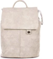Torebki damskie - Jennifer Jones Elegancki damski plecak z klapą z miękkiej sztucznej skóry Beżowy Ecru - miniaturka - grafika 1