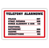 Tablice BHP - Tablica laminowana A5 - telefony alarmowe - miniaturka - grafika 1