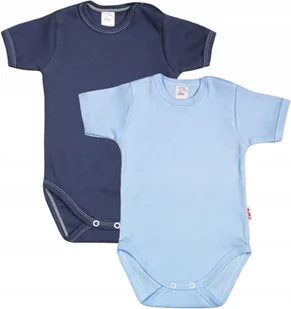 Body KR GŁADKIE 2PAK Granat BŁĘKIT r 74 KLEKLE - Body dla niemowląt - miniaturka - grafika 1