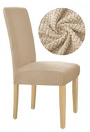 Pokrowce na meble - Pokrowiec Na Krzesło Beżowy Żakard Elastyczny [10-Z1-Bz] - miniaturka - grafika 1