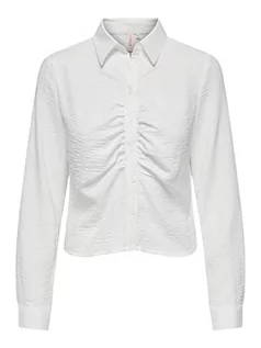 Bluzki damskie - ONLY Damska bluzka Onlmette Ls Wrinkle Short Top Noos WVN, biały, XXS - grafika 1