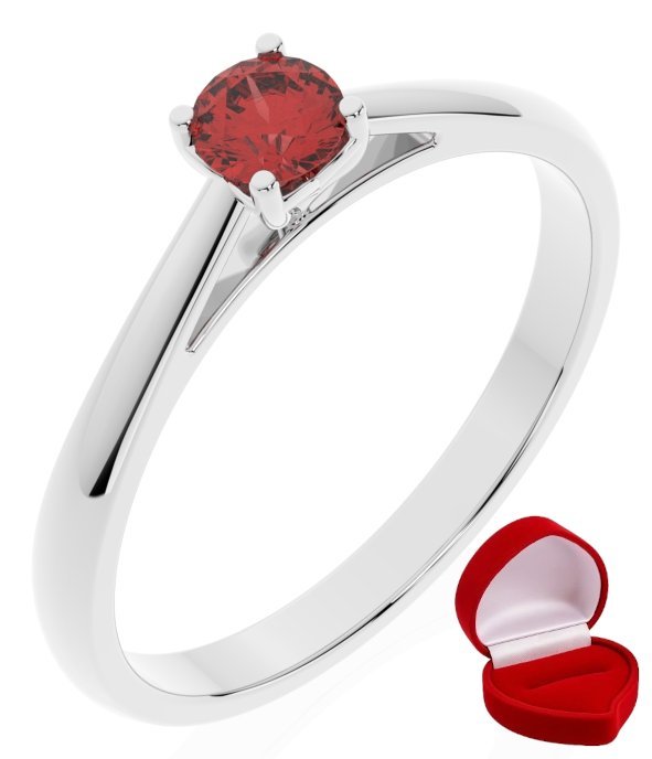ZŁOTY PIERŚCIONEK ZARĘCZYNOWY 585 14k RUBIN 0,24 ct BIAŁE ZŁOTO R23