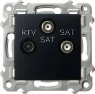 Gniazdka elektryczne - Ospel Gniazdo RTV-SAT Ospel Szafir GPA-Z2S/m/33 z dwoma wyjściami SAT czarny metalik - miniaturka - grafika 1