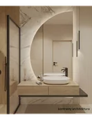 Lustra - Lustro łazienkowe połówka koła ze ścięciem z podświetleniem - HELENA LED ŚCIĘTY DÓŁ, Połówka koła: 140x70 - miniaturka - grafika 1