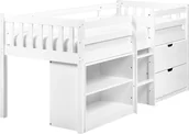 Łóżka dla dzieci i młodzieży - Łóżko dziecięce na podwyższeniu z szufladami drewniane 90 x 200 cm białe SUSVILLE - miniaturka - grafika 1