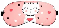 Akcesoria do bielizny - Opaska Na Oczy Do Spania Maska Satyna Kotek Serce - miniaturka - grafika 1