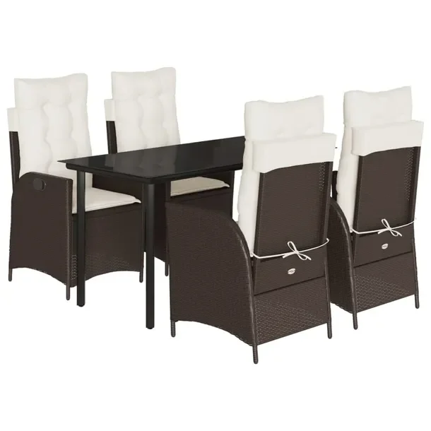 Zestaw Mebli Ogrodowych, Rattan PE, Stół 140x70x74 cm, Krzesła 57x61x93