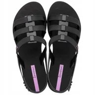 Sandały damskie - Sandały damskie Sportowe Ipanema Style Płaskie Eleganckie Wygodne Czarne 41 - miniaturka - grafika 1