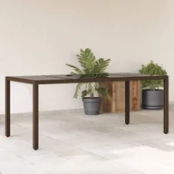 Stoły ogrodowe - vidaXL Stół ogrodowy ze szklanym blatem, brąz, 190x90x75cm, polirattan - miniaturka - grafika 1